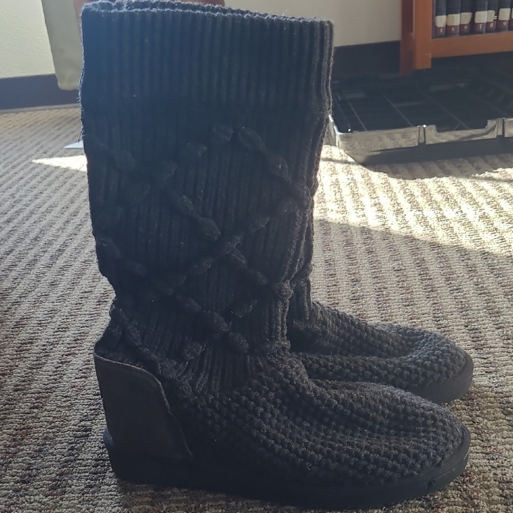 UGG Black Knit Winter Boots